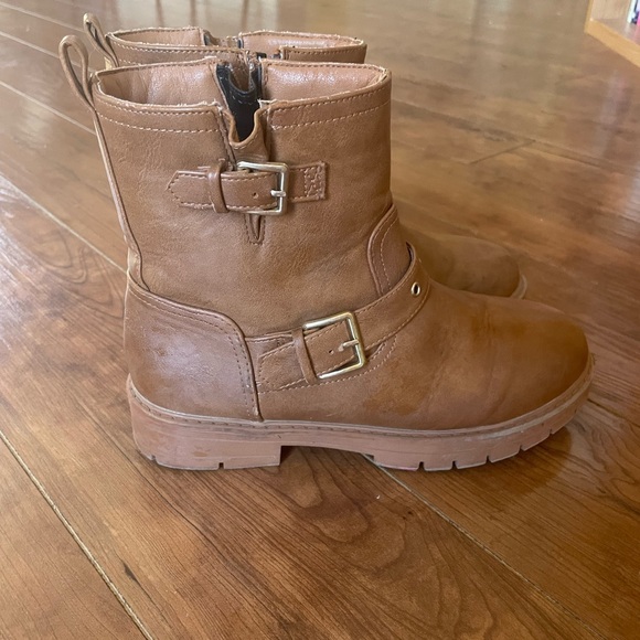 Brown Vegan Leather Ankle Boots with Buckles - Picture 2 of 6